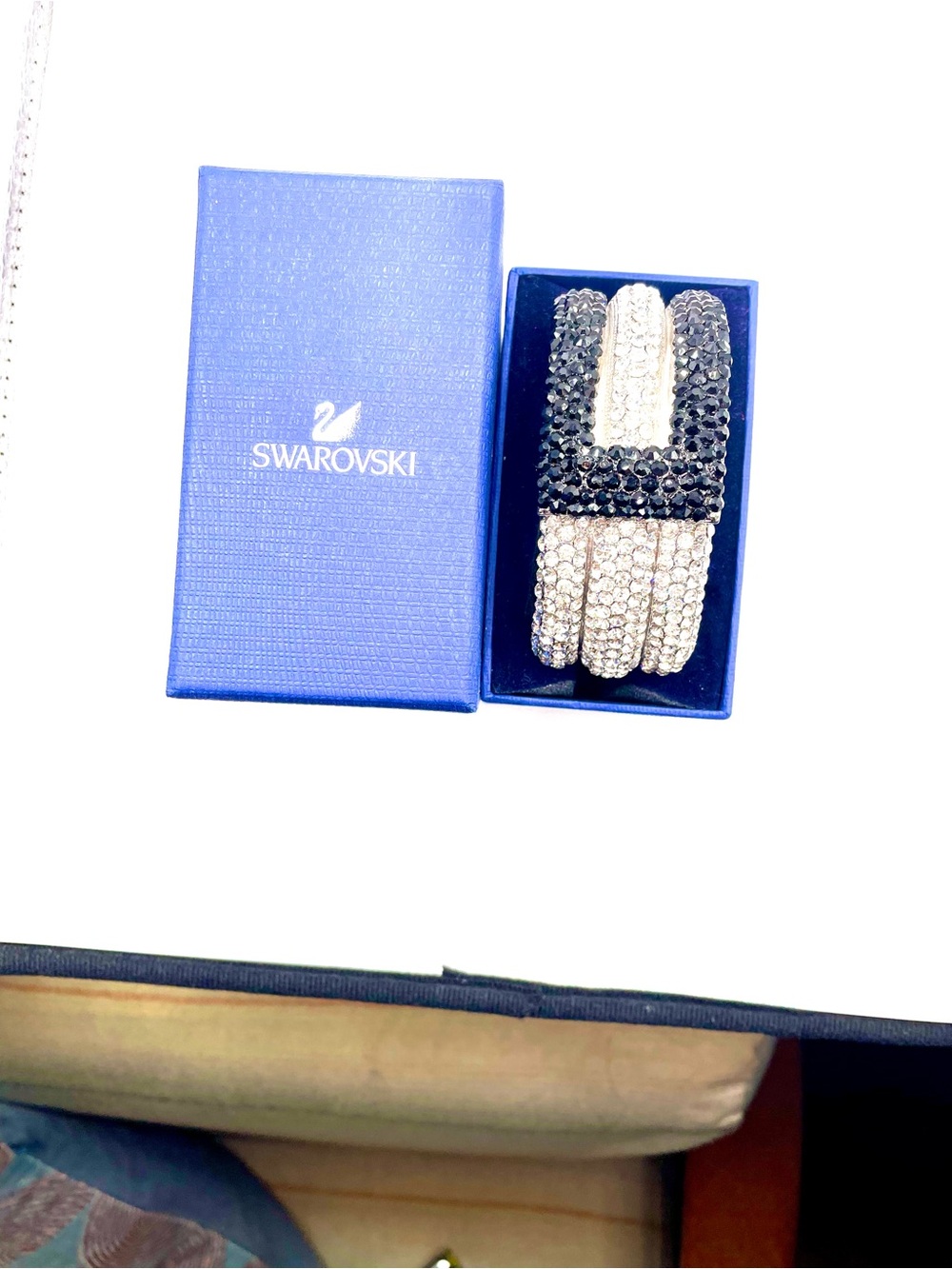 Swarovski Black & Clear Crystal Multi-Row Bangle